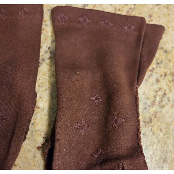 Vintage Womens Size M/L Brown Cotton Formal 9.5" Gloves Embroidered Starburst - Picture 5 of 16